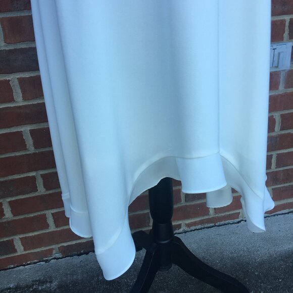 Halston Dress Womens Sz 10 Off White Handkerchief Hem Fairy Girly Beach Wedding - Picture 5 of 12